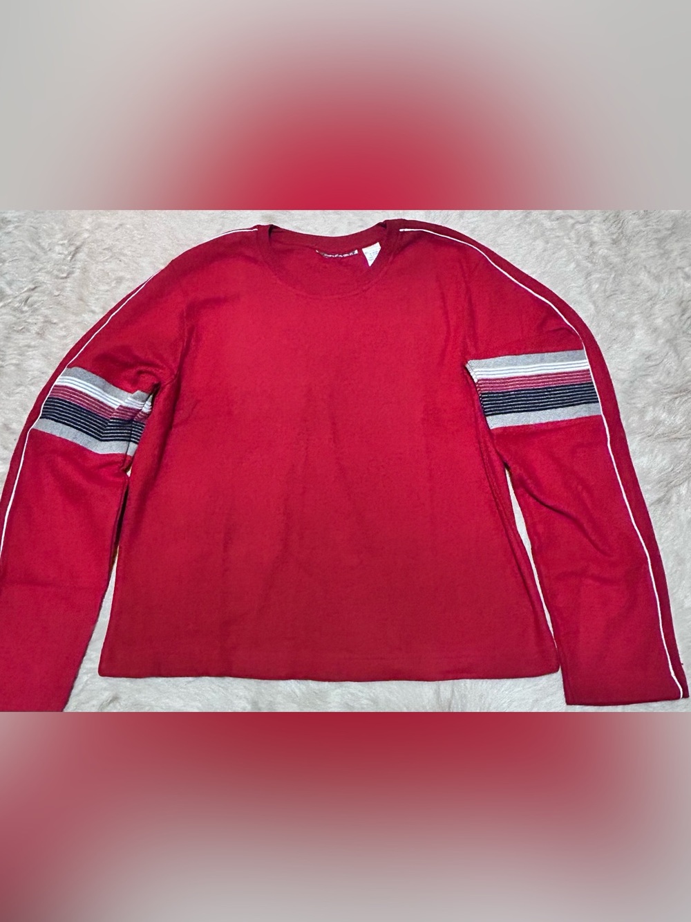 80’s/90’s vintage dead stock Red white Stripe Crewneck Sweatshirt - unisex
